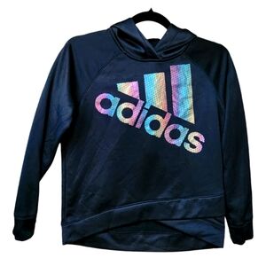 Black, Adidas sweater, rainbow logo, girls large 12/14